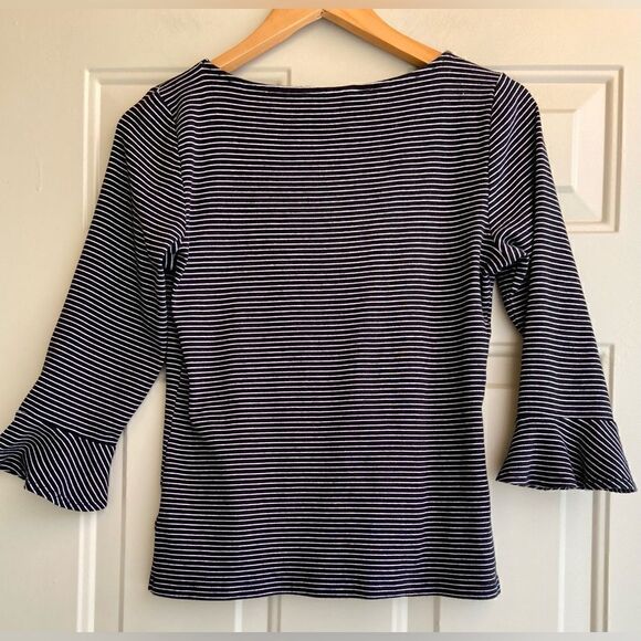 Ralph Lauren Striped Black And White Bell Sleeve Shirt Size Medium - Picture 5 of 8